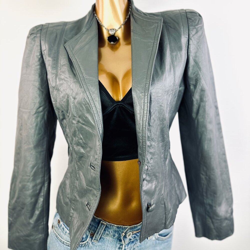 Vintage 70s leather jacket blazer biker jacket - Picture 5 of 9